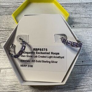 Sterling Silver Amethyst Hoop Earrings